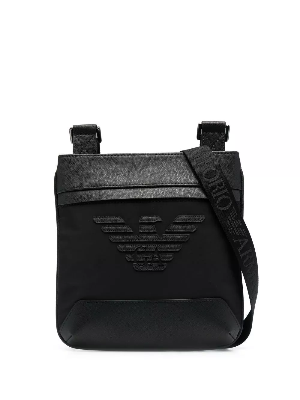 Cheap Emporio Armani logo-patch leather messenger bag Men 0118